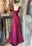 Fashion Mermaid Floor Length Hot Pink Satin Evening Dress Prom Dresses SD1879