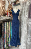 Fashion Mermaid V Neckline Navy Blue Floor Length Evening Dress Prom Dresses HZ0628