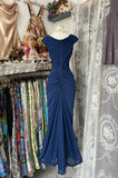 Fashion Mermaid V Neckline Navy Blue Floor Length Evening Dress Prom Dresses HZ0628