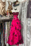 Fashion Mermaid Strapless Hot Pink Floor Length Evening Dress Prom Dresses SD1887