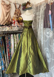 Fashion Mermaid Strapless Olive Green Floor Length Evening Dress Prom Dresses SD1888