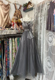 Fashion A line Straps Gray Tulle Floor Length Evening Dress Prom Dresses SD1890
