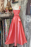 Fashion A line Spaghetti Straps Pink Floor Length Evening Dress Prom Dresses SD1892