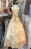 Ball Gown Spaghetti Straps Sleeveless Long Gold Evening Dress Prom Dresses SD1905