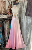 Mermaid Halter Sleeveless Long Ombre Pink Evening Dress Prom Dresses SD1907