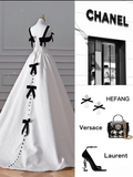 Fashion A line Straps White Satin Floor Length Evening Dress Prom Dresses SD1912