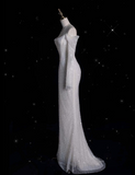 Mermaid Off The Shoulder Long Sleeves Wedding Dresses Sequin Brides Dress SD1918