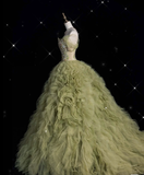 Ball Gown Sweetheart Sage Green Tulle Party Dress Long Prom Dress Evening Dresses SD1925