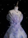 Ball Gown Sweetheart Lilac Tulle Party Dress Long Prom Dress Evening Dresses SD1927