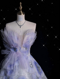 Ball Gown Sweetheart Lilac Tulle Party Dress Long Prom Dress Evening Dresses SD1927