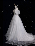 Ball Gown Off The Shoulder Sequin Short Sleeves White Wedding Dresses Brides Dress SD1931
