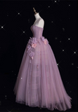 Ball Gown Strapless Lilac Tulle Party Dress Long Prom Dress Evening Dresses SD1933