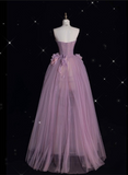 Ball Gown Strapless Lilac Tulle Party Dress Long Prom Dress Evening Dresses SD1933