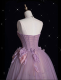 Ball Gown Strapless Lilac Tulle Party Dress Long Prom Dress Evening Dresses SD1933