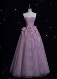 Ball Gown Strapless Lilac Tulle Party Dress Long Prom Dress Evening Dresses SD1933