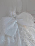 Ball Gown Square Neckline Short Sleeves Sequin White Wedding Dresses Brides Dress SD1950