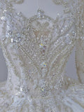 Ball Gown Scoop Long Sleeves Lace White Wedding Dresses Brides Dress SD1961 HZ0628