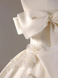 Ball Gown Off The Shoulder Short Sleeves Satin White Wedding Dresses Brides Dress SD1965