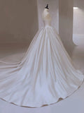 Ball Gown Strapless Satin White Wedding Dresses Brides Dress SD1968