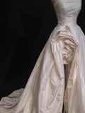 High Low Strapless Satin Ivory Wedding Dresses Brides Dress SD1969