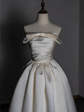 A line Strapless Satin Ivory Wedding Dresses Brides Dress SD1970