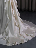 Ball Gown Scoop Satin Ruffles Ivory Wedding Dresses Brides Dress SD1972