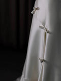 Ball Gown Scoop Satin Ruffles Ivory Wedding Dresses Brides Dress SD1972