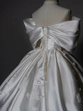 Ball Gown Off The Shoulder White Satin Long Wedding Dresses Bridal Dress SD1973