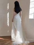 Mermaid Off The Shoulder White Tulle Long Wedding Dresses Bridal Dress SD1975