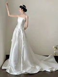 Ball Gown Off The Shoulder White Tulle Long Wedding Dresses Bridal Dress SD1977