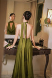 Neck Silk Maxi Dress Wedding Guest Dress Prom Dresses Evening Gowns SD1997