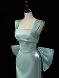 Satin Long Prom Dress Long Formal Dress With Bow Evening Gowns SD2000