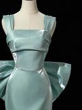 Satin Long Prom Dress Long Formal Dress With Bow Evening Gowns SD2000