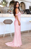Off The Shoulder Floor-length Satin Pink Evening Dress Prom Dresses SD2013 HZ0628
