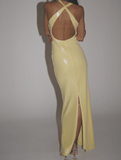 Mermaid V Neckline Yellow Long Sequin Party Dresses Prom Dress SD2027