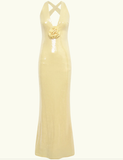 Mermaid V Neckline Yellow Long Sequin Party Dresses Prom Dress SD2027