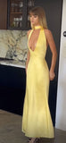 Mermaid V Neckline Long Yellow Party Dresses Prom Dresses SD2038