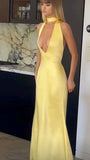 Mermaid V Neckline Long Yellow Party Dresses Prom Dresses SD2038