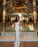 Mermaid Spaghetti Straps Satin Long Party Dresses Prom Dress SD2043