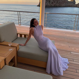 Mermaid High Neckline Lilac Long Evening Dress Prom Dresses SD2062