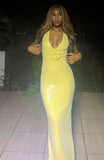 Mermaid V Neckline Sequin Yellow Long Evening Dress Prom Dresses SD2065