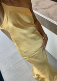 Mermaid One Shoulder Yellow Long Evening Dress Prom Dresses With Backless SD2074