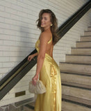 Mermaid One Shoulder Yellow Long Evening Dress Prom Dresses With Backless SD2074
