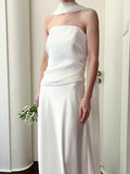 Mermaid Strapless Pleats Satin Wedding Dresses Brides Dress SD2094