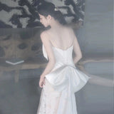 Mermaid Spaghetti Straps Lace Pleats White Ruffles Wedding Dresses SD2104