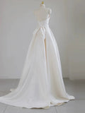 Ball Gown Halter Neckline Satin Pleats White Wedding Dresses SD2113