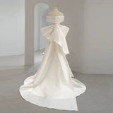 Mermaid Off The Shoulder Long White Satin Wedding Dresses SD2118
