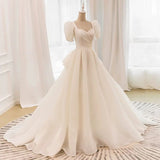 Ball Gown Sweetheart Short Sleeves Long White Wedding Dresses SD2119