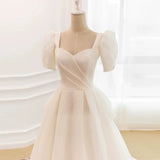 Ball Gown Sweetheart Short Sleeves Long White Wedding Dresses SD2119