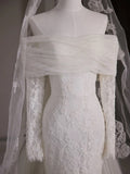 Mermaid Off The Shoulder Long Sleeves White Lace Wedding Dresses SD2122